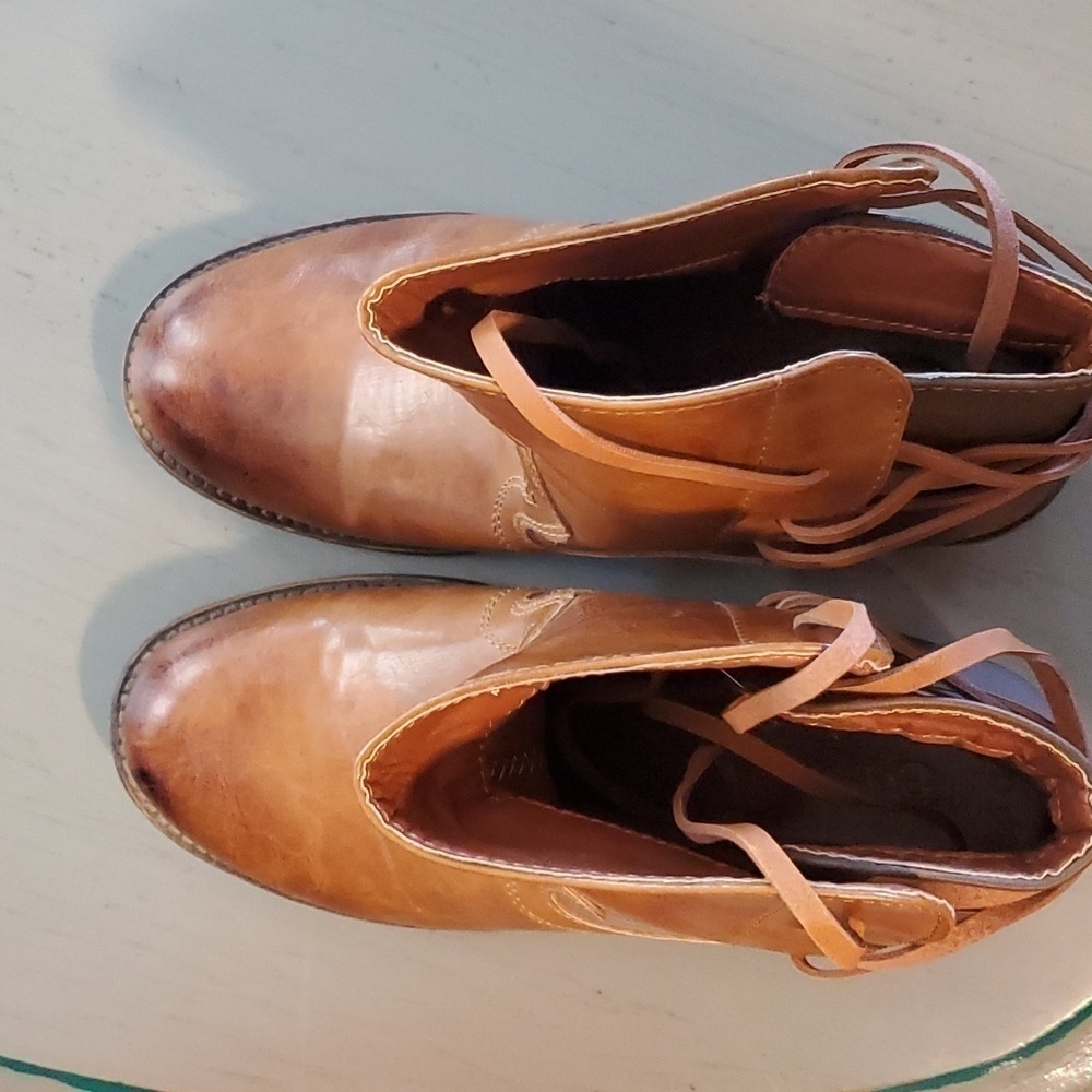 ETC!- Womens 2 toned Strappy Ankle boots Block Heel lace up back New! Sz.7 - Picture 6 of 10